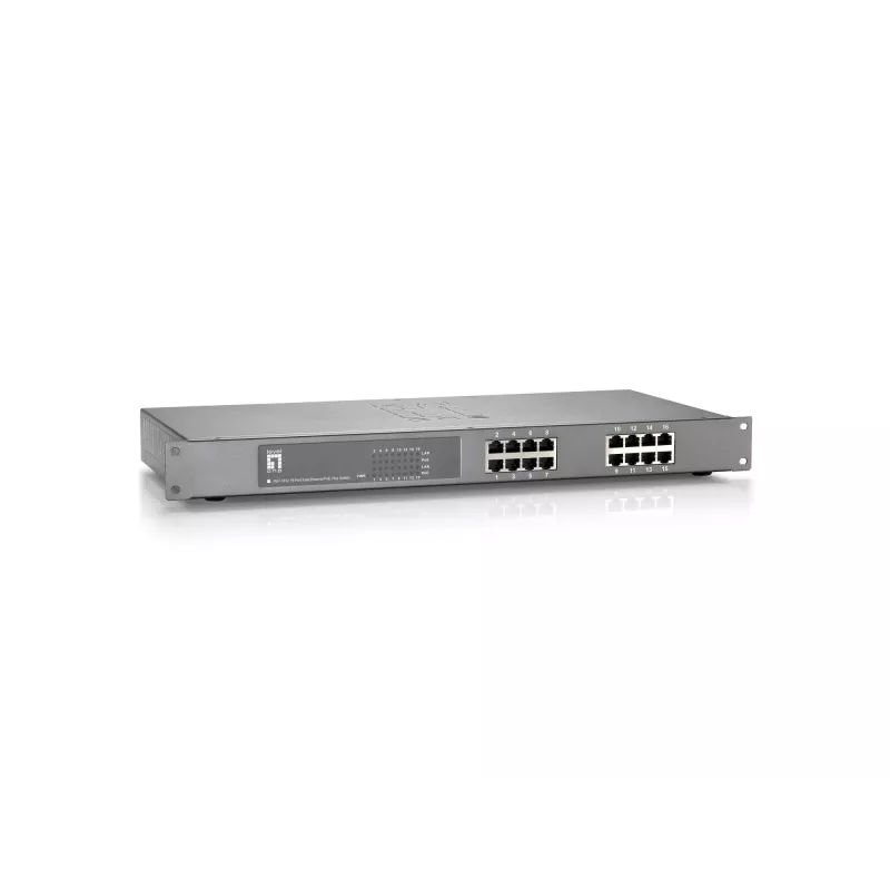 LevelOne 16-Port Fast Ethernet PoE Switch, 802.3at/af PoE, 120W