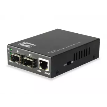 LevelOne RJ45 auf SFP Gigabit Medienkonverter Switch, 2 x SFP, 1 x RJ45