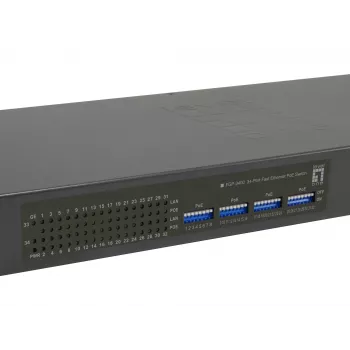 LevelOne 34-Port Fast Ethernet PoE Switch, 802.3at/af PoE, 32 PoE-Ausgänge, 2 x Gigabit RJ45, 250W
