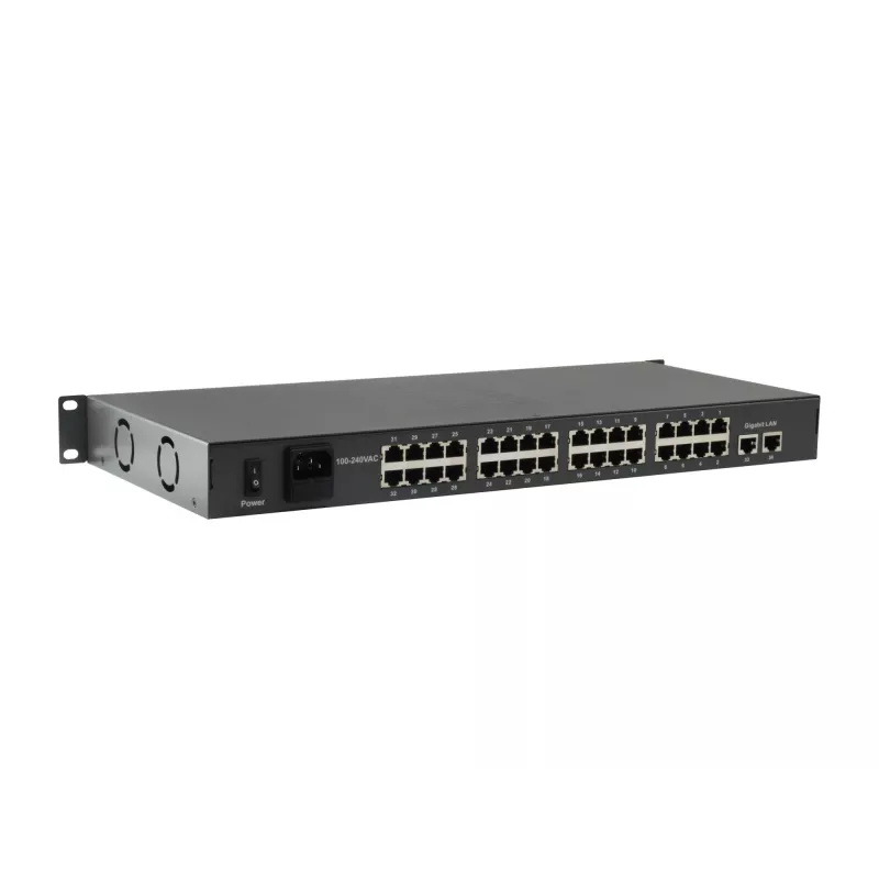 LevelOne 34-Port Fast Ethernet PoE Switch, 802.3at/af PoE, 32 PoE-Ausgänge, 2 x Gigabit RJ45, 250W
