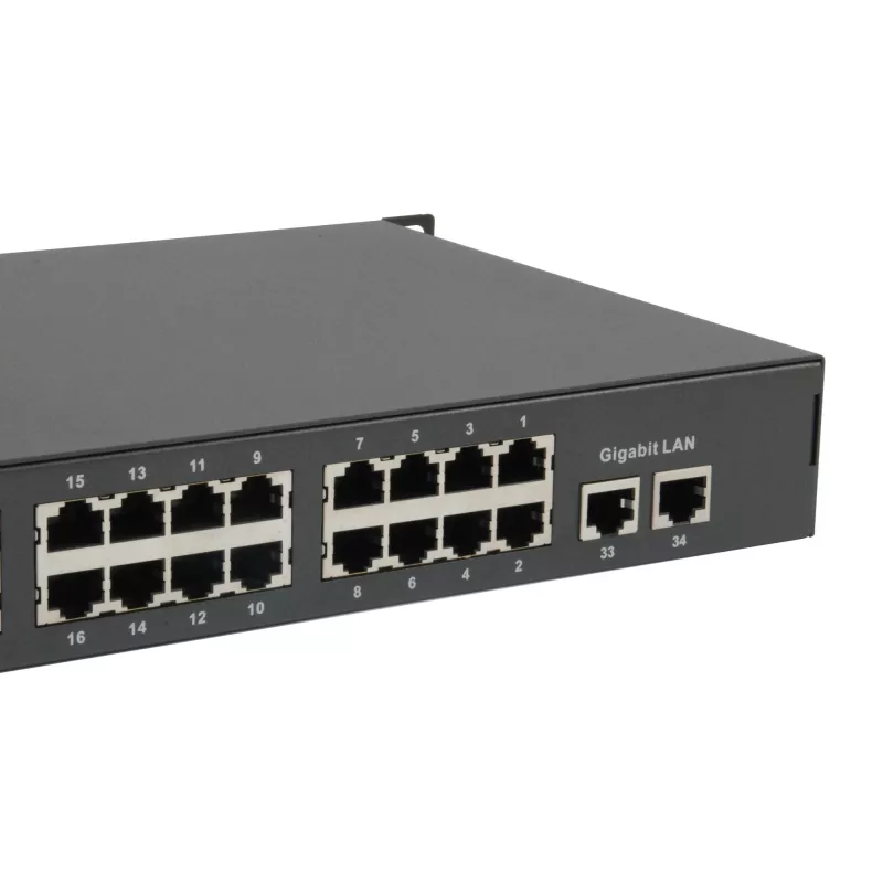 LevelOne 34-Port Fast Ethernet PoE Switch, 802.3at/af PoE, 32 PoE-Ausgänge, 2 x Gigabit RJ45, 380W
