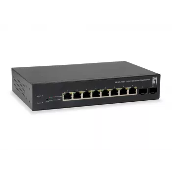 LevelOne 10-Port Web Smart Gigabit PoE Switch, 8 PoE-Ausgänge, 2 x Gigabit SFP, 70W