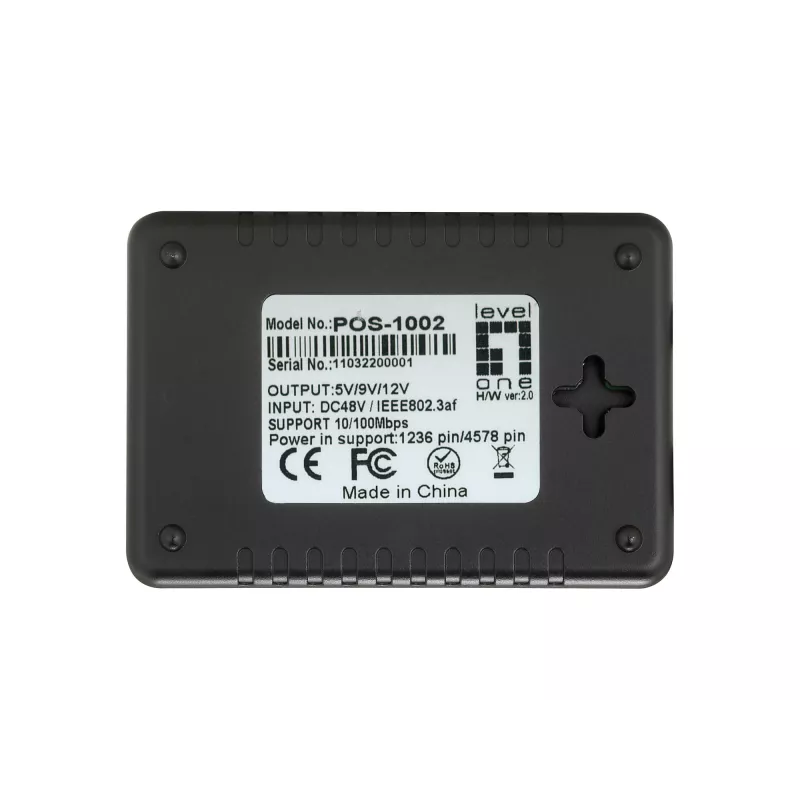 LevelOne Fast Ethernet PoE-Splitter, 802.3af PoE, 5-12V DC-Ausgang