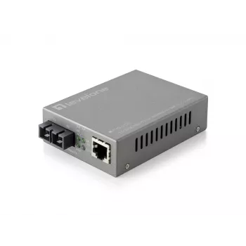 LevelOne RJ45 auf SC Managebarer Fast Ethernet Medienkonverter, Singlemode-Faser, 20 km