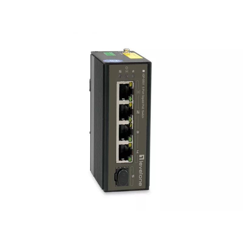 LevelOne 5-Port Gigabit Industrial Switch, DIN-Schiene, -30 °C bis 65 °C