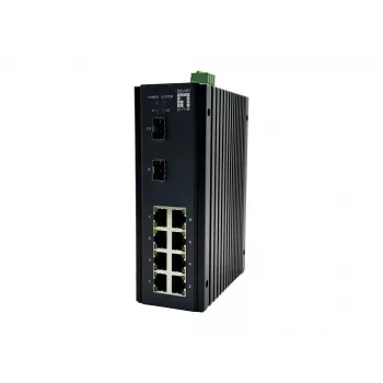 LevelOne 10-Port L2 Plus Managed Gigabit Industrial Switch, 8x 1GbE RJ45, 2x 1/2.5GbE SFP, DIN-Rail, -40°C bis 75°C