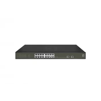 LevelOne Hilbert 18-Port Gigabit PoE Smart Lite Switch, 16 PoE-Ausgänge, 2 x Gigabit SFP, 802.3at/af PoE, 230 W PoE-Budget