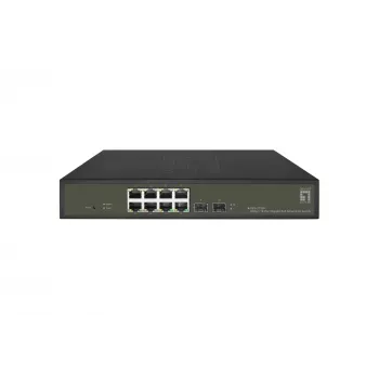 LevelOne Hilbert 10-Port Gigabit PoE Smart Lite Switch, 8 PoE-Ausgänge, 2 x Gigabit SFP, 802.3at/af PoE, 130W PoE-Leistungsbudget