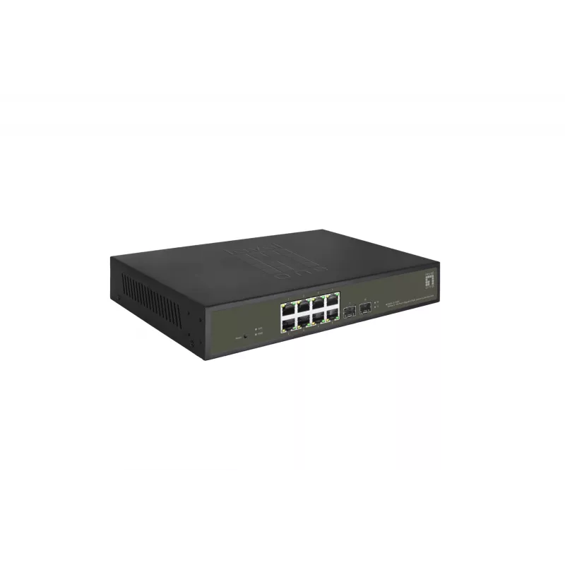 LevelOne Hilbert 10-Port Gigabit PoE Smart Lite Switch, 8 PoE-Ausgänge, 2 x Gigabit SFP, 802.3at/af PoE, 130W PoE-Leistungsbudget