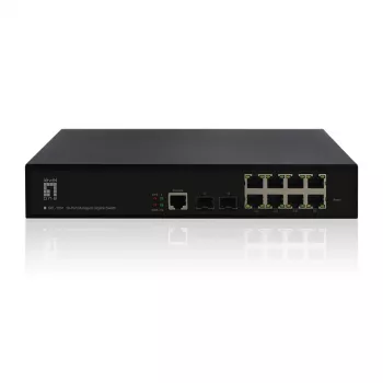 LevelOne KILBY 10-Port L2 Managed Gigabit Switch, 2 x SFP, Managed, L2, Gigabit Ethernet (10/100/1000), Rack-Montage