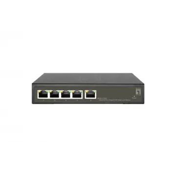 LevelOne Hilbert 5-Port Gigabit PoE Smart Lite Switch, 802.3at/af PoE, 4 PoE-Ausgänge, 60W PoE-Leistungsbudget