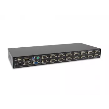LevelOne 16-Port PS/2-USB VGA KVM-Switch, 2048 x 1536 Pixel, Rack-Montage, 1U, Schwarz