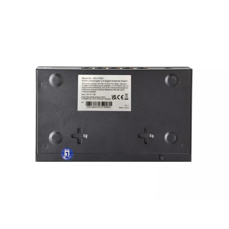 5-Port Unmanaged 2.5G Ethernet Switch LEVELONE GEU-0525 — 5× 2.5G RJ-45, unmanaged, 25 Gbit/s Switching, wandmontierbar