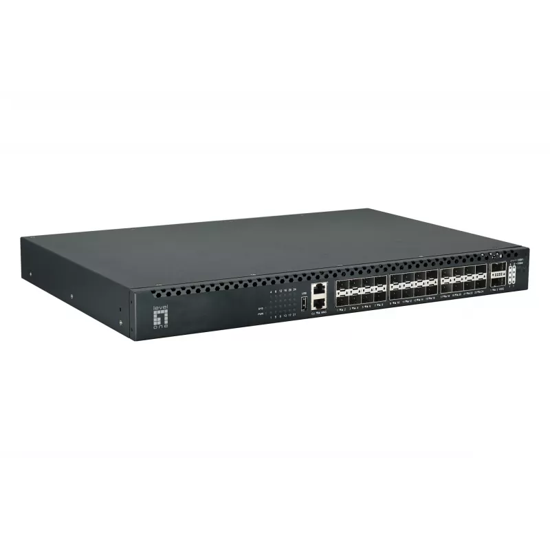 LevelOne 26-Port L3 Managed TOR Fiber Switch, 24x 1/10GbE SFP+, 2x 40/100GbE QSFP28, Hot-Swap redundante Stromversorgung