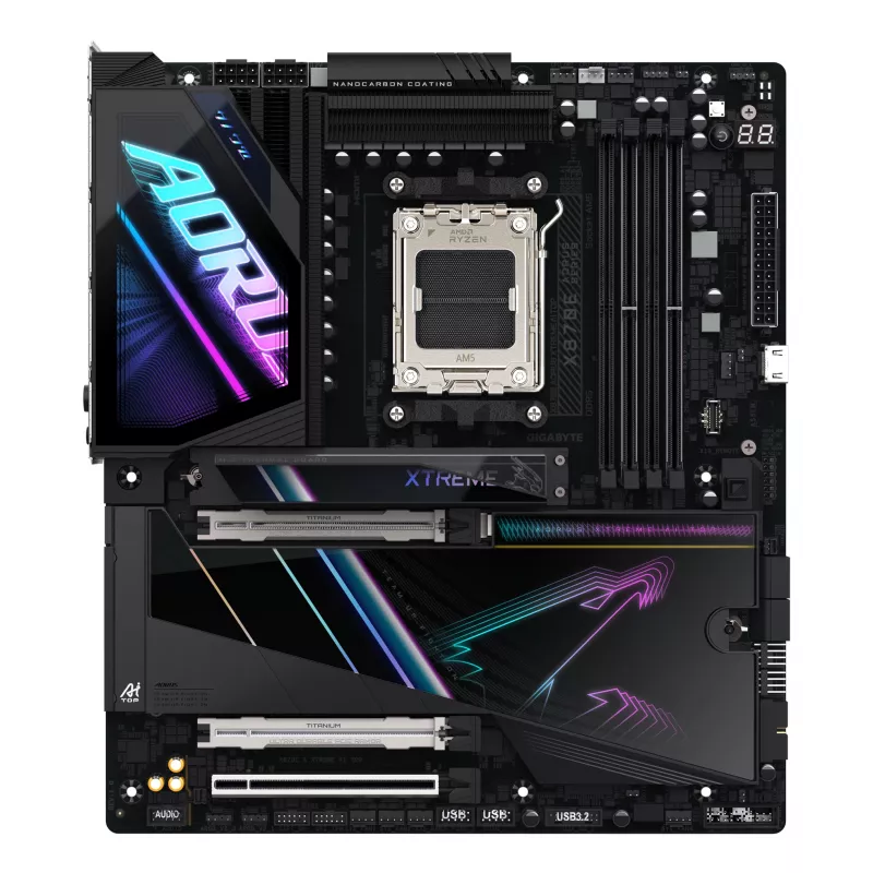 GIGABYTE X870E AORUS XTREME AI TOP Mainboard - Unterstützt AMD Ryzen 9000 Series CPUs, 18+2+2 Phasen VRM, bis zu 8800MHz DDR5 (OC), 1xPCIe 5.0 M.2 + 3xPCIe 4.0 M.2, WI-FI 7, 10GbE LAN, USB 4