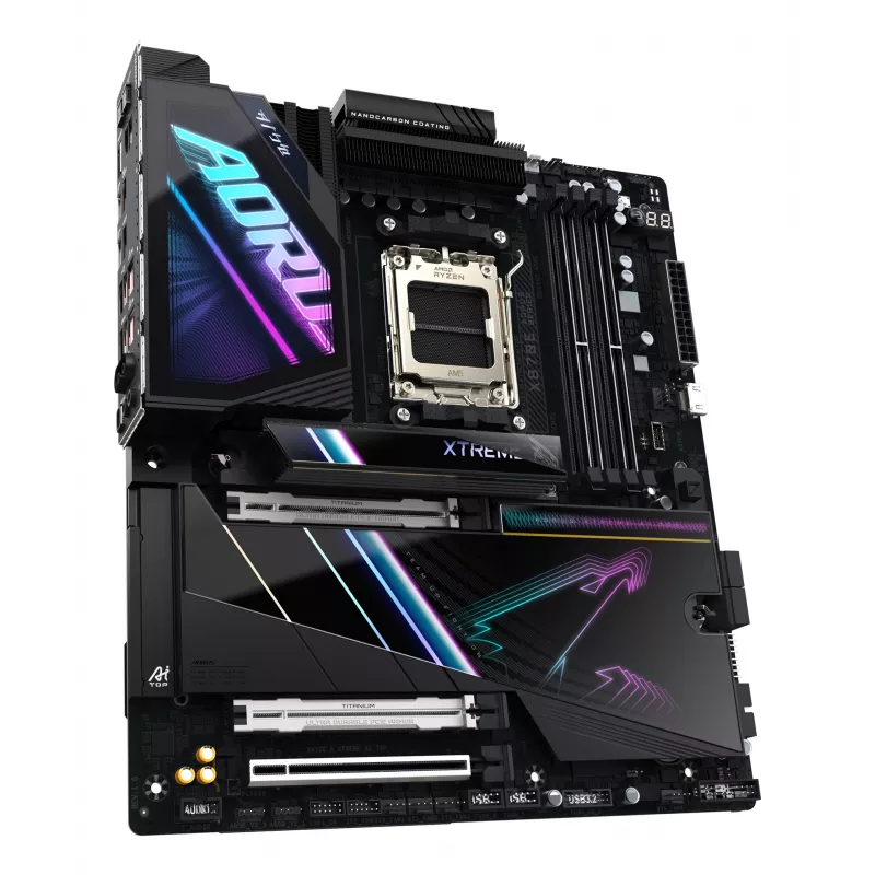 GIGABYTE X870E AORUS XTREME AI TOP Mainboard - Unterstützt AMD Ryzen 9000 Series CPUs, 18+2+2 Phasen VRM, bis zu 8800MHz DDR5 (OC), 1xPCIe 5.0 M.2 + 3xPCIe 4.0 M.2, WI-FI 7, 10GbE LAN, USB 4
