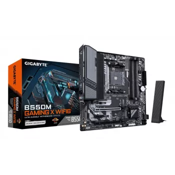 GIGABYTE B550M GAMING X WIFI6 Mainboard - AMD Ryzen 5000 CPUs, 5+3 Phasen VRM, bis zu 3200 MHz DDR4, 1xPCIe 4.0 + 1xPCIe 3.0 M.2, Wi-Fi 6, 1GbE LAN, USB 3.2 Gen 1