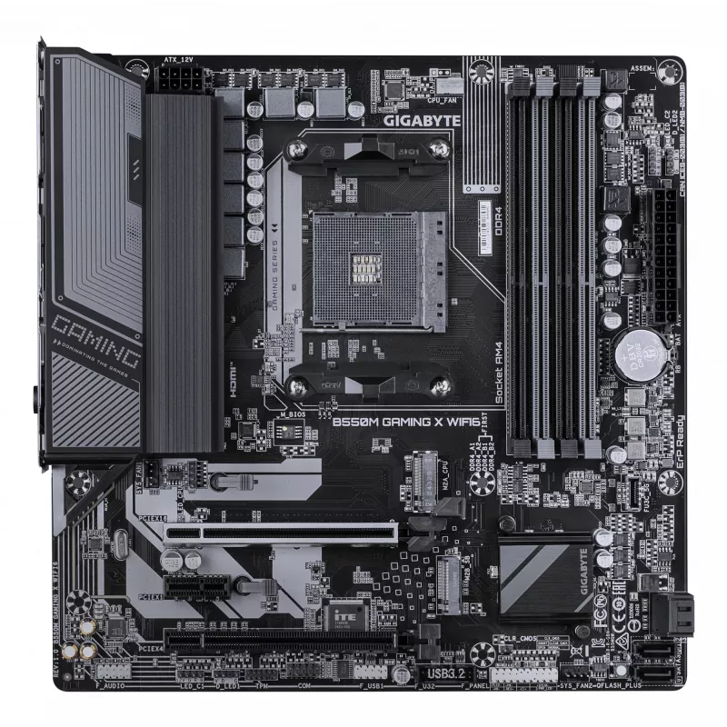 GIGABYTE B550M GAMING X WIFI6 Mainboard - AMD Ryzen 5000 CPUs, 5+3 Phasen VRM, bis zu 3200 MHz DDR4, 1xPCIe 4.0 + 1xPCIe 3.0 M.2, Wi-Fi 6, 1GbE LAN, USB 3.2 Gen 1