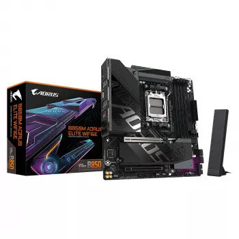 GIGABYTE B850M AORUS ELITE WIFI6E Mainboard - AMD Ryzen 9000 Series CPUs, 12+2+2 Phasen Digital VRM, bis zu 8200MHz DDR5 (OC), 1xPCIe 5.0 + 1xPCIe 4.0 M.2, WIFI 6E, 2.5GbE LAN, USB 3.2 Gen 2