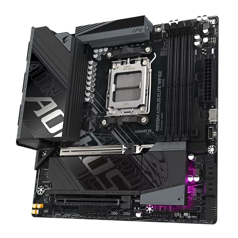 GIGABYTE B850M AORUS ELITE WIFI6E Mainboard - AMD Ryzen 9000 Series CPUs, 12+2+2 Phasen Digital VRM, bis zu 8200MHz DDR5 (OC), 1xPCIe 5.0 + 1xPCIe 4.0 M.2, WIFI 6E, 2.5GbE LAN, USB 3.2 Gen 2