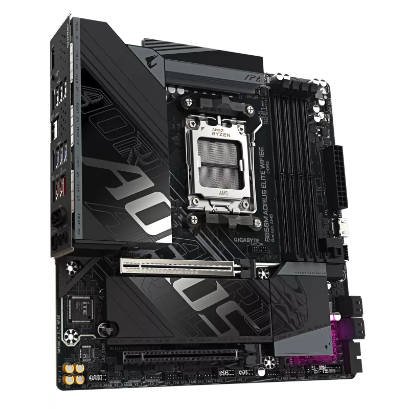 GIGABYTE B850M AORUS ELITE WIFI6E Mainboard - AMD Ryzen 9000 Series CPUs, 12+2+2 Phasen Digital VRM, bis zu 8200MHz DDR5 (OC), 1xPCIe 5.0 + 1xPCIe 4.0 M.2, WIFI 6E, 2.5GbE LAN, USB 3.2 Gen 2