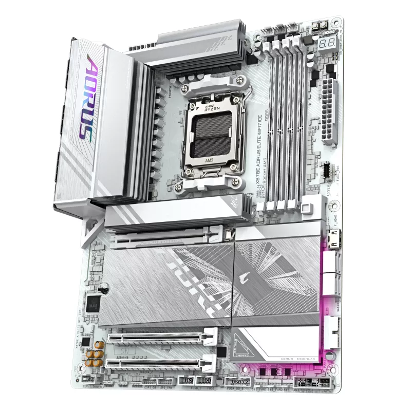 GIGABYTE X870E AORUS ELITE WIFI7 ICE Mainboard - Unterstützt AMD Ryzen 9000 CPUs, 16+2+2 Phasen Digital VRM, bis zu 8200Hz DDR5 (OC), 3xPCIe 5.0 + 1xPCIe 4.0, Wi-Fi 7, 2.5GbE LAN, USB 4