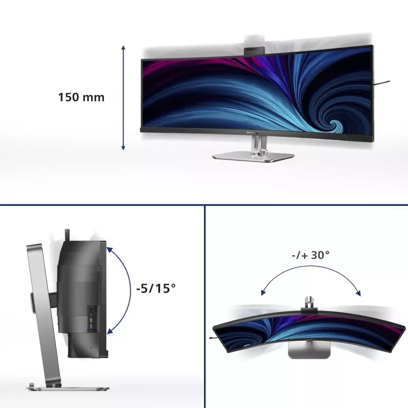 Philips 49B2U6903CH/00 Computer-Monitor 124,5 cm (49 Zoll) 5120 x 1440 Pixel Dual QHD LCD Grau
