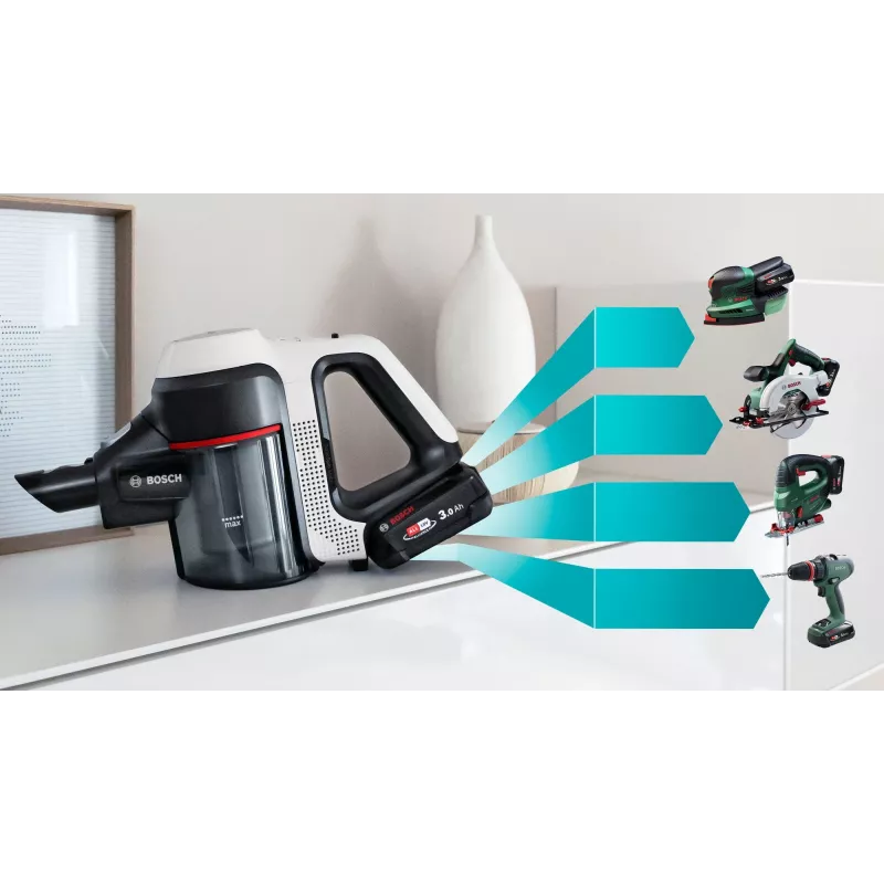 Bosch BSS711W Stabstaubsauger/Elektrobesen Akku Trocken Beutellos 0,3 l Schwarz, Silber, Weiß