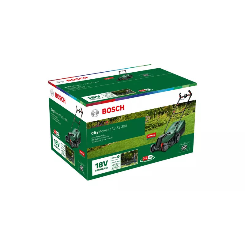 Bosch City Mower 18V-32 Handrasenmäher Batterie Schwarz, Grün