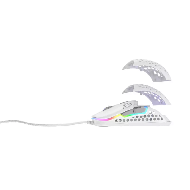 XTRFY M42 beidhändige Gaming-Maus – optischer Sensor, 16.000 DPI, USB Typ-A, weiß, RGB