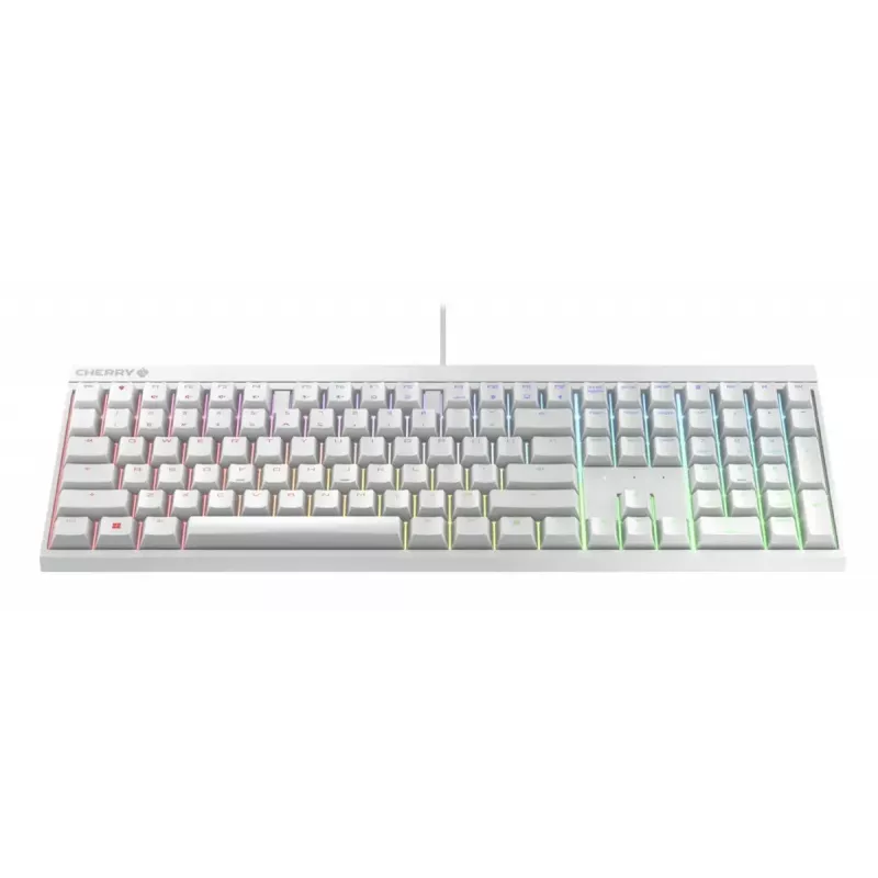 Kabelgebundene mechanische Gaming-Tastatur Cherry MX 2.0S — Full-Size (100 %), QWERTZ deutsches Layout, RGB-Hintergrundbeleuchtung, USB, Weiß