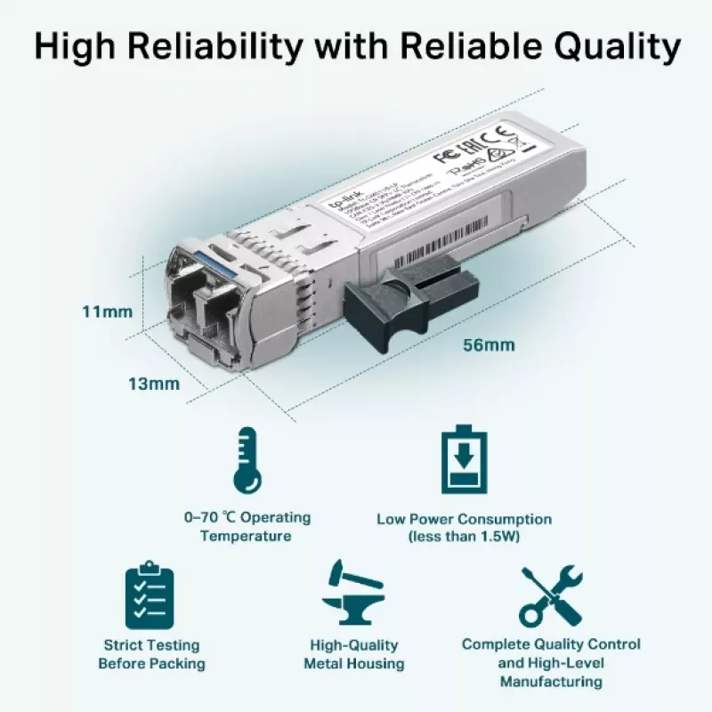 TP-Link SM5110-LR Netzwerk-Transceiver-Modul Glasfaser 10000 Mbit/s SFP+ 1310 nm