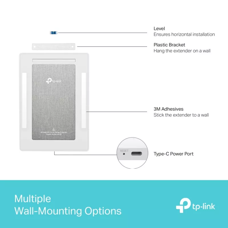 TP-Link Archer AX3000 Dual-Band Wi-Fi 6 Air Range Extender, Netzwerk-Repeater, 2976 Mbit/s, Weiß, Wand, FCC, RoHS, 12 V