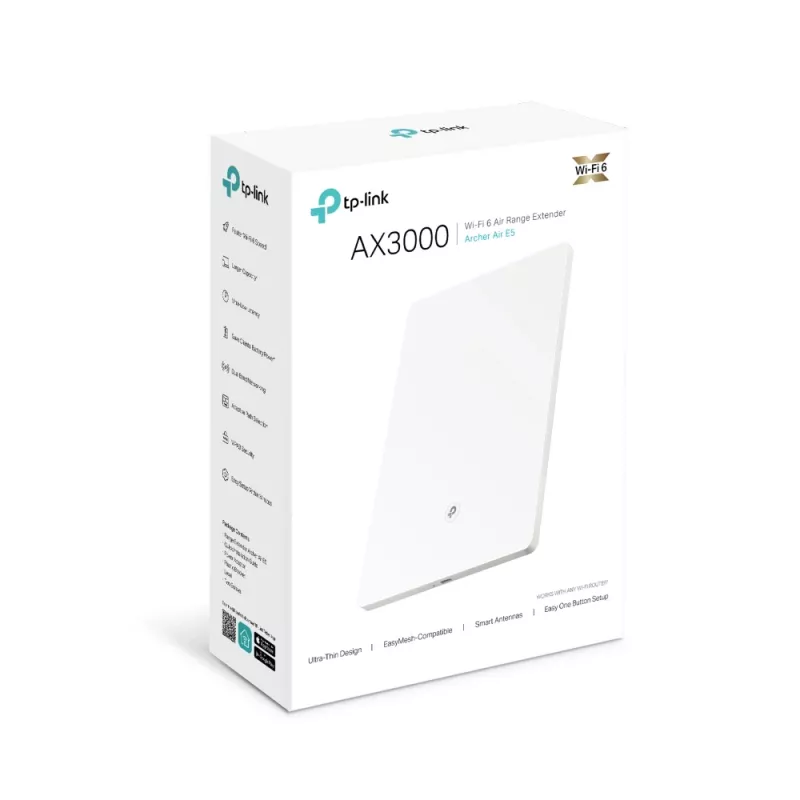 TP-Link Archer AX3000 Dual-Band Wi-Fi 6 Air Range Extender, Netzwerk-Repeater, 2976 Mbit/s, Weiß, Wand, FCC, RoHS, 12 V