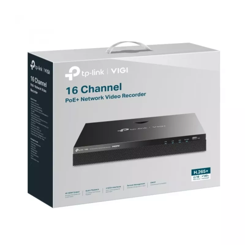 Netzwerk-Videorekorder TP-Link VIGI 16-Kanal PoE+ NVR, 4 TB HDD, 16× 3840×2160 Eingang, 30W PoE pro Port