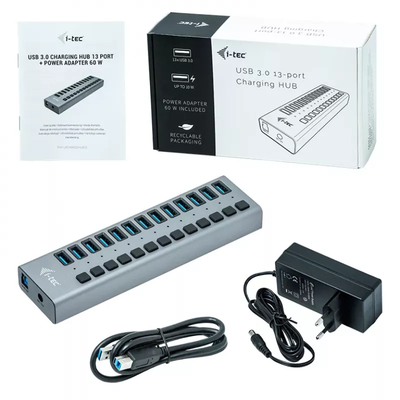 i-tec USB 3.0 Lade-HUB 13port + Netzadapter 60 W