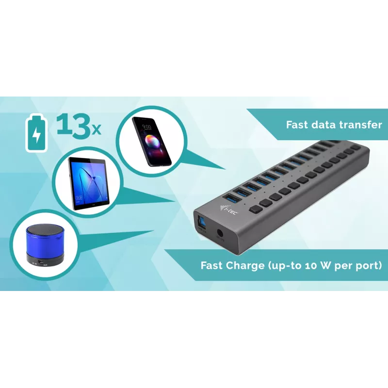 i-tec USB 3.0 Lade-HUB 13port + Netzadapter 60 W