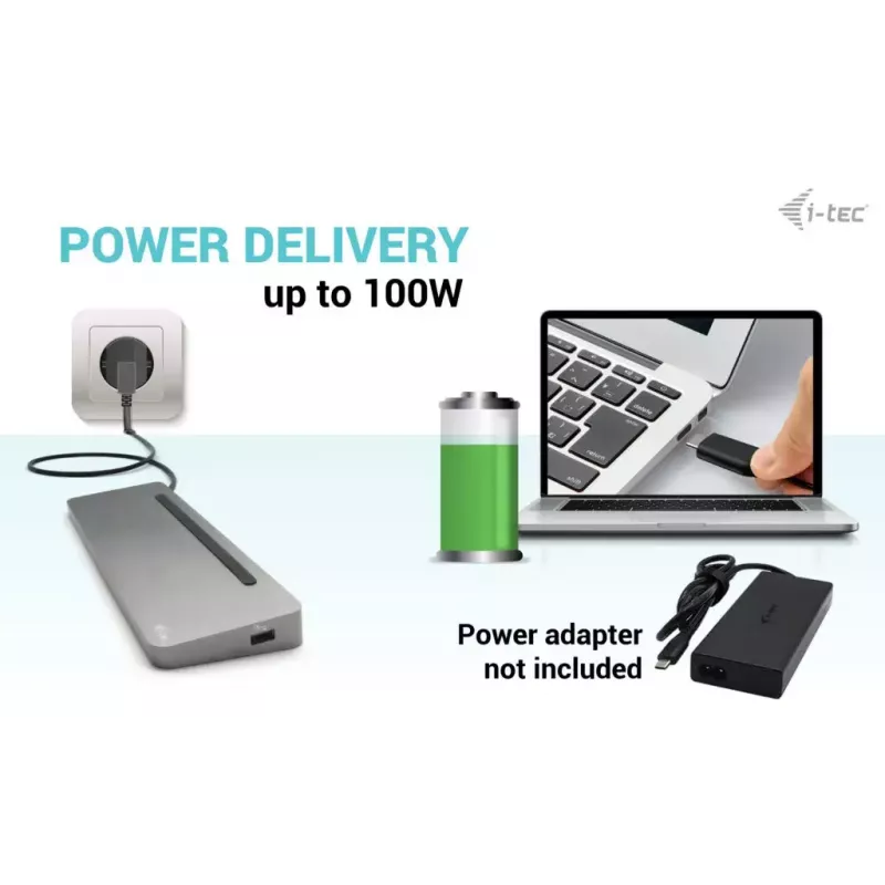 i-tec USB-C Metall Ergonomische 3x 4K Display Dockingstation + Power Delivery 100 W
