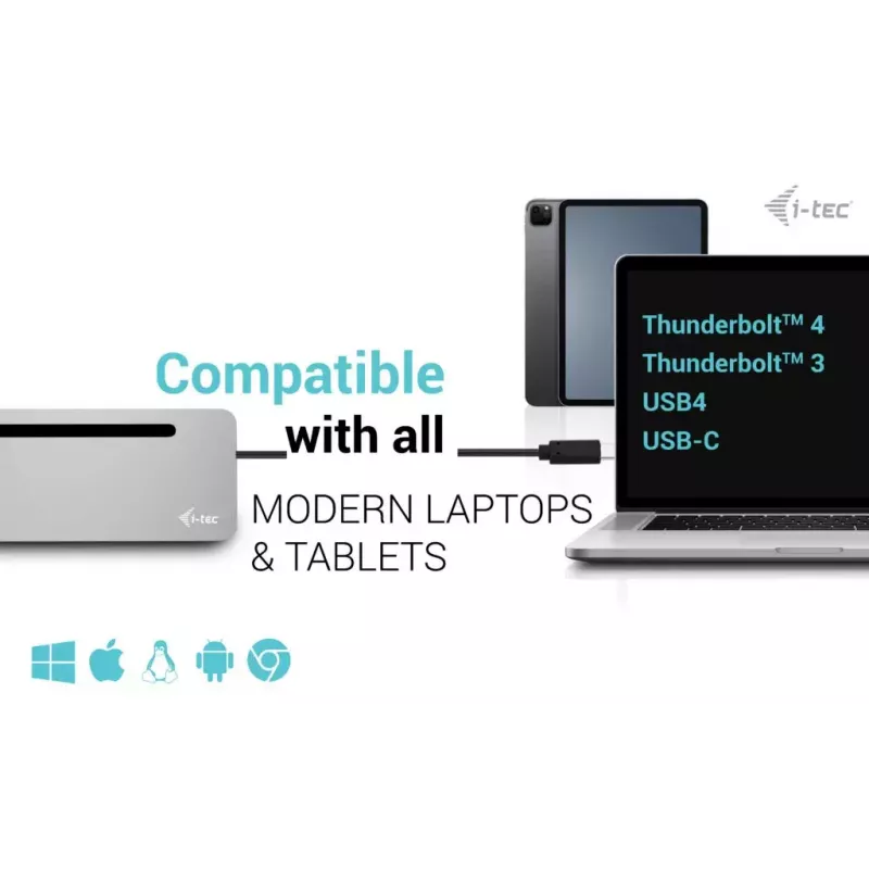 i-tec USB-C Metall Ergonomische 3x 4K Display Dockingstation + Power Delivery 100 W