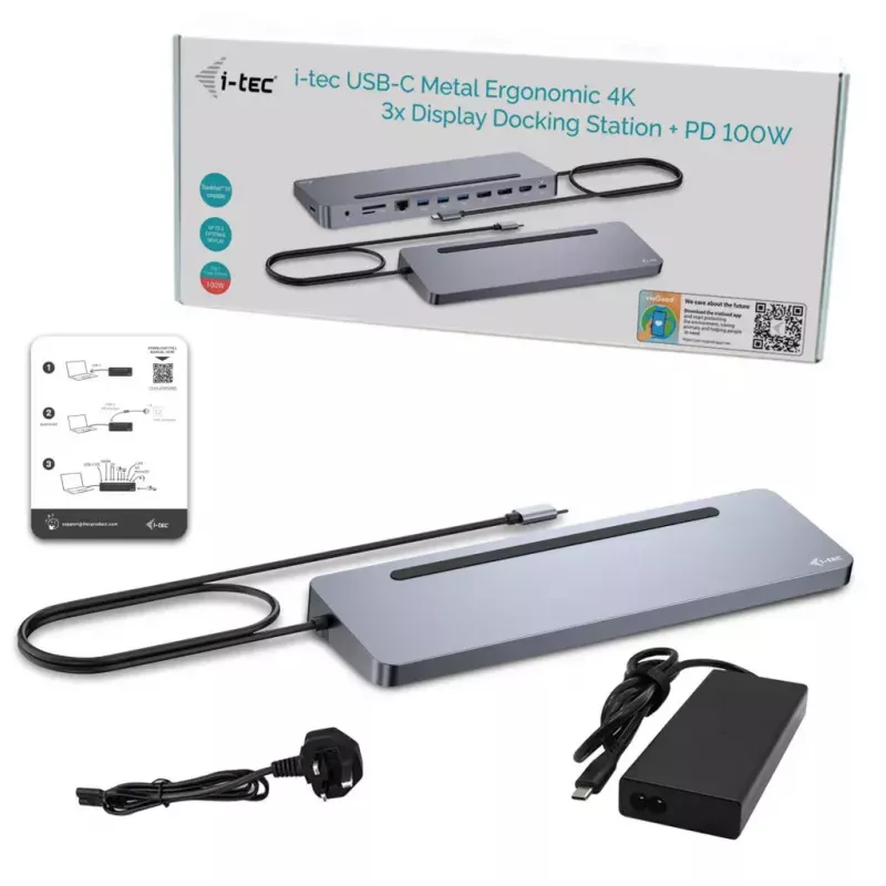 i-tec USB-C Metall Ergonomische 3x 4K Display Dockingstation + Power Delivery 100 W