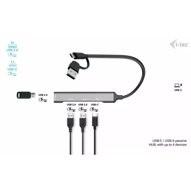 i-tec USB-C/USB-A Metall-HUB 1x USB 3.0 + 3x USB 2.0
