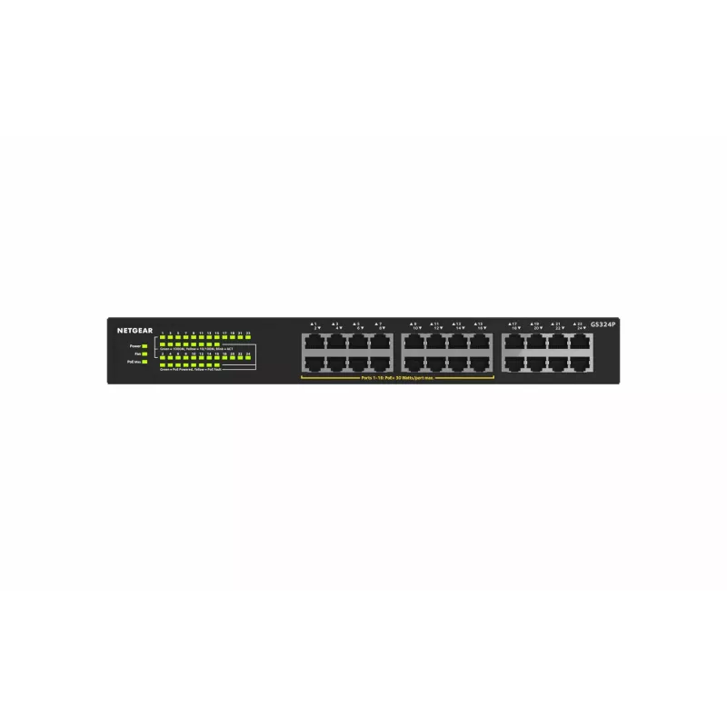 NETGEAR GS324P Unmanaged Gigabit Ethernet (10/100/1000) Power over Ethernet (PoE) 1U Schwarz