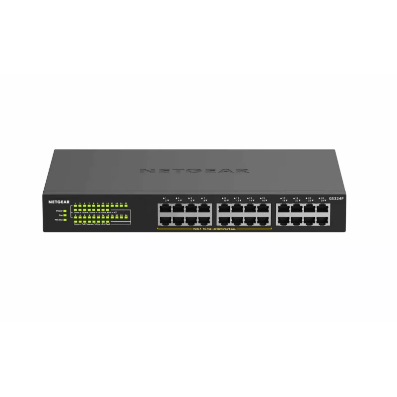NETGEAR GS324P Unmanaged Gigabit Ethernet (10/100/1000) Power over Ethernet (PoE) 1U Schwarz