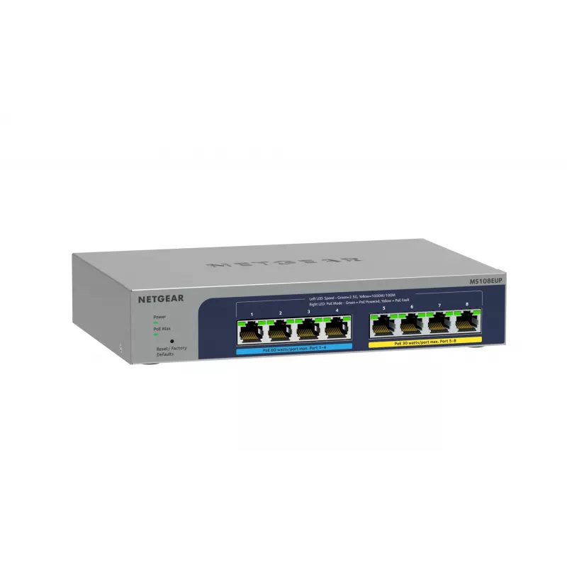 NETGEAR 8-Port Ultra60 PoE++ Multi-Gigabit (2,5G) Ethernet Plus Switch Managed L2/L3 2.5G Ethernet (100/1000/2500) Power over Ethernet (PoE) Grau
