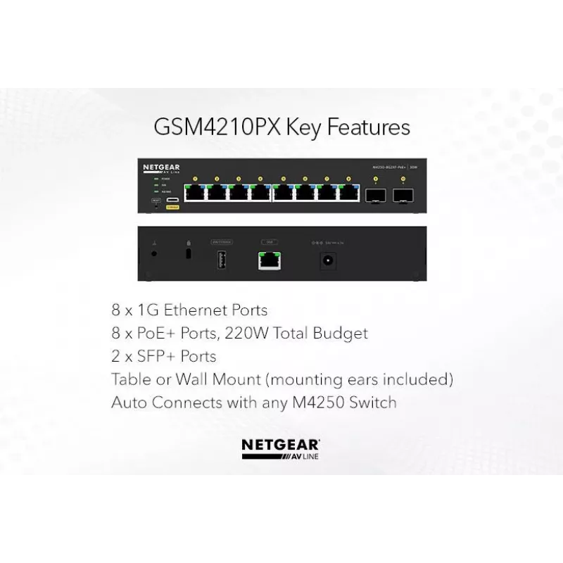 Managed Switch NETGEAR GSM4210PX 8x1G PoE+ 220W 2xSFP+