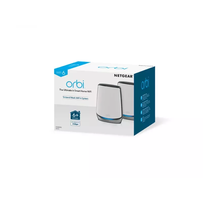 NETGEAR Orbi RBK852 AX6000 WiFi 6 Mesh System Tri-Band (2,4 GHz / 5 GHz / 5 GHz) Wi-Fi 6 (802.11ax) Grau, Weiß 8 Intern