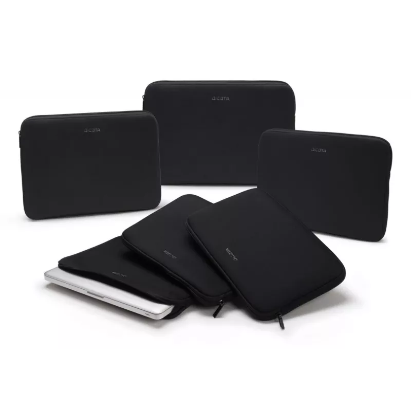 DICOTA Perfect Skin - 12-12.5in Notebook-Sleeve - Schwarz / Synthetisches Neopren mit 100% recyceltem Obermaterial