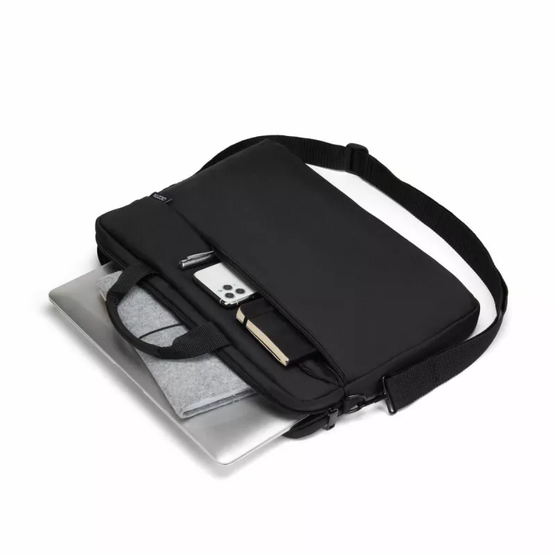 DICOTA schlank Case One - 13-14.1in Notebooktasche - Schwarz / 300d recyceltes PET-Polyester