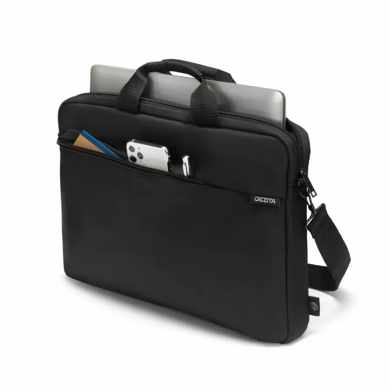 DICOTA schlank Case One - 13-14.1in Notebooktasche - Schwarz / 300d recyceltes PET-Polyester