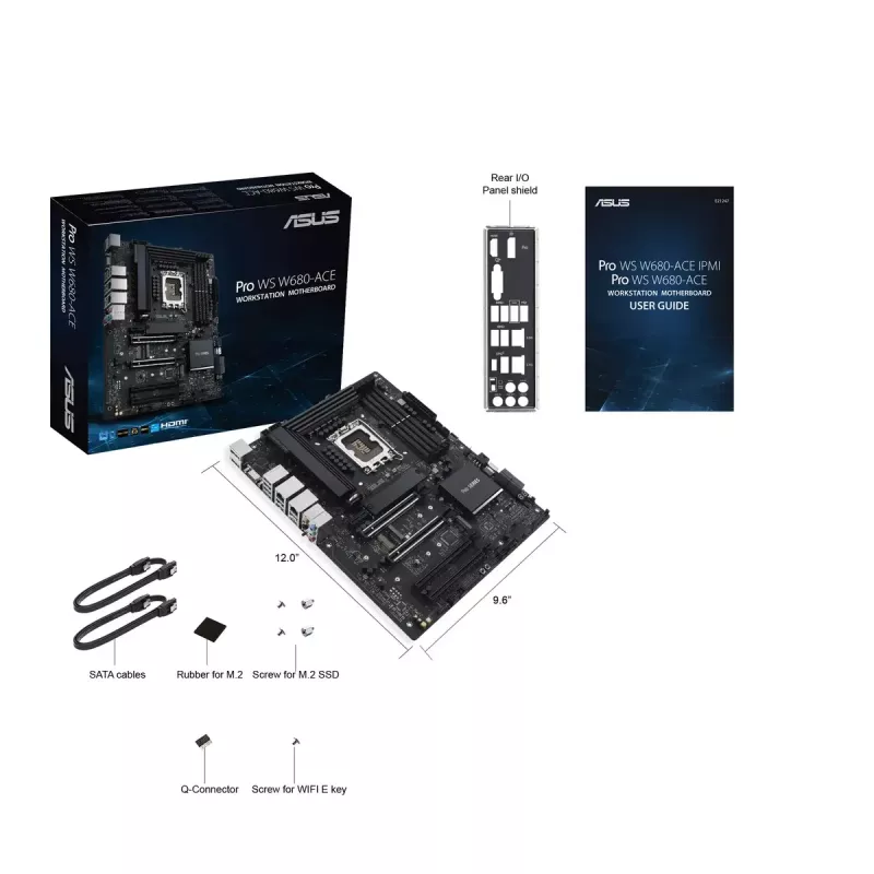 Motherboard ASUS PRO WS W680-ACE — Intel W680 ATX, LGA 1700, DDR5, 4 DIMM (128 GB), 3x M.2, 2x 2.5Gb LAN, 7.1 Audio